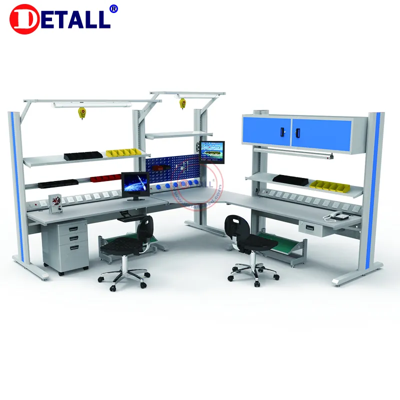 ESD manufacturing mobile phone repairing anti static workbenches modular office assembly workstation for electronics inspection