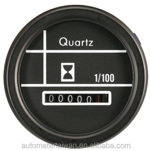 52mm electrical white LED truck gauge 5V~50V black face rim hour meter