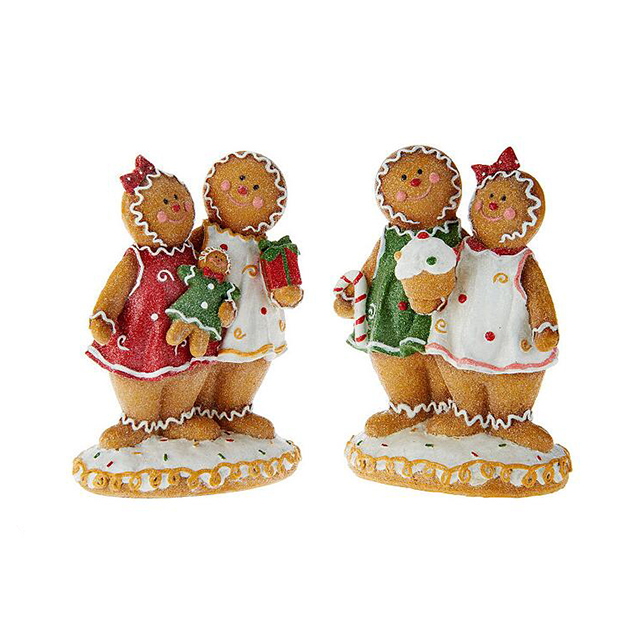 Christmas Resin Gingerbread Figurine, Set of 2