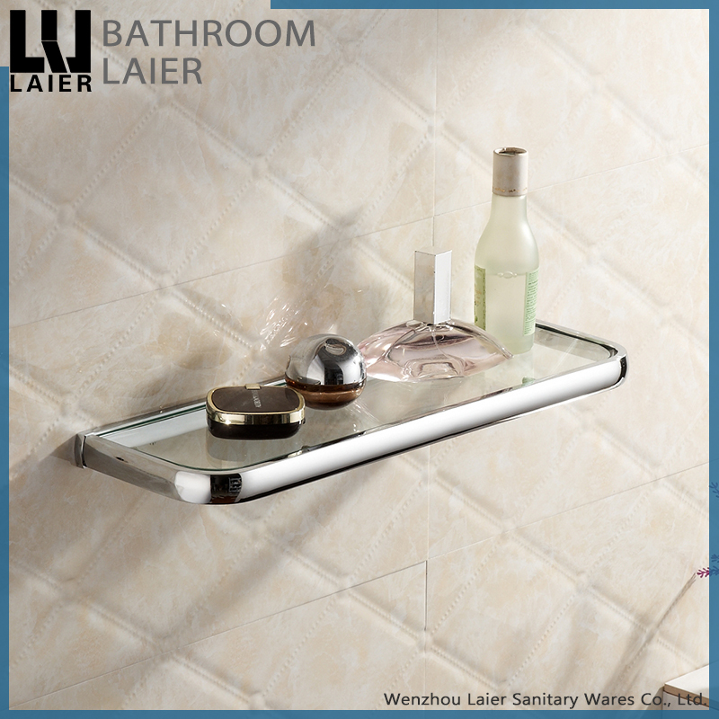 New Square Euro Design Brass Chrome Bathroom Accessories Set Glass Shelf
