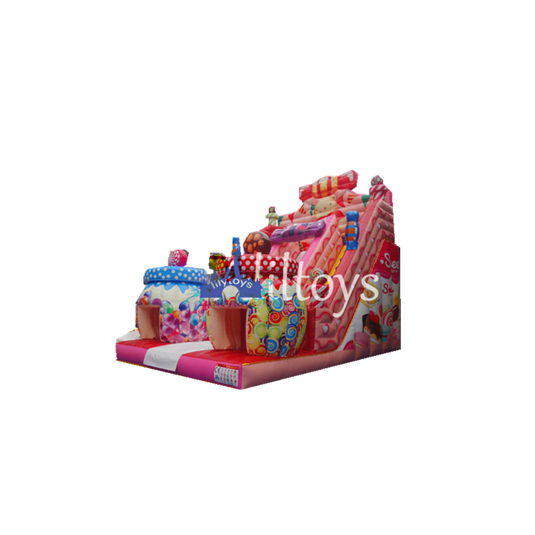 2018 summer new product inflatable slide Pink color bilateral slide for kids