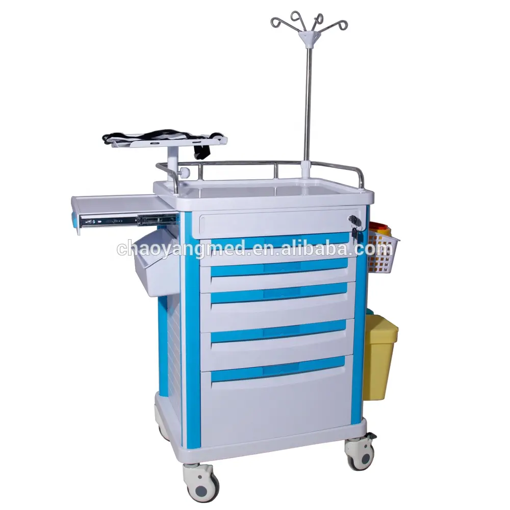 CY-D403 competitive price hospital equipment crash cart medical emergency drugs trolley with drawers