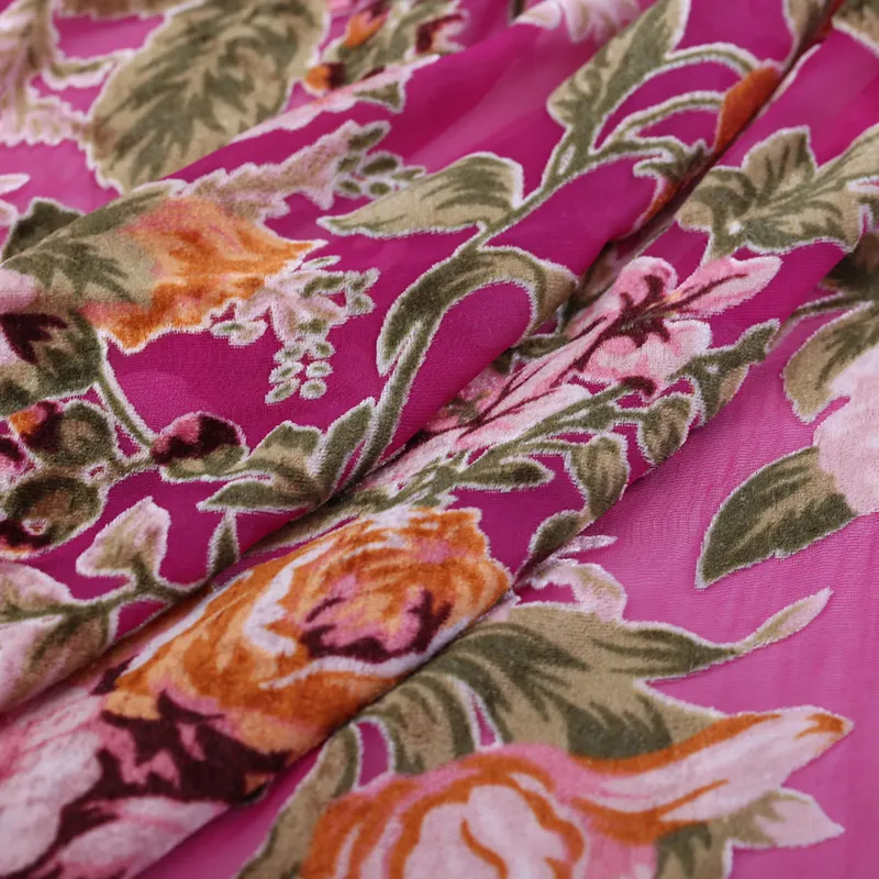 print Flower burnout Silk velvet Fabric
