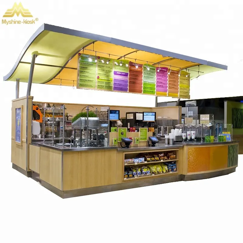 Customized Mall Milk Fruit beverage Juice Bar Kiosk Retail snack food shop