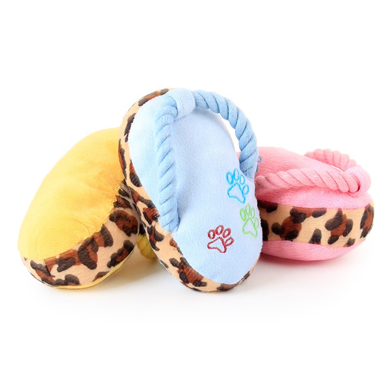High Quality Pet Vocal Flip Flops Plush Toy Dog Paw Print Bite Dog Toy