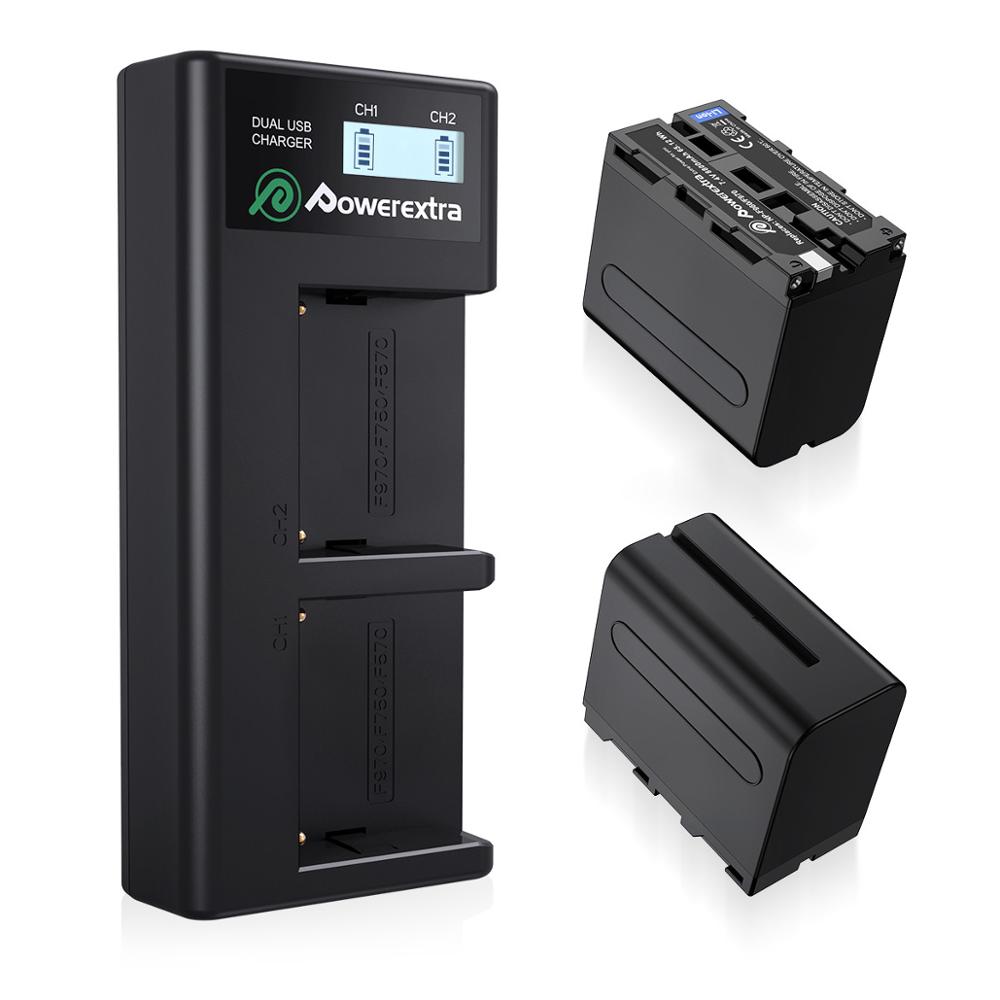 Powerextra цифровая камера 8800mah 2 шт аккумулятор и зарядное устройство для Sony NP-F970 NP-F930 NP-F950 NP-F960