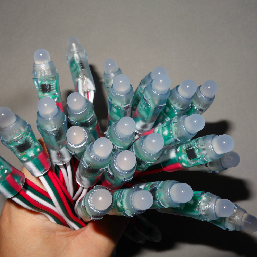 18AWG провод 50 шт./струна DC5V 12 мм WS2811 адресный RGB светодиодный умный пиксельный узел, со всеми цветными проводами, IP68