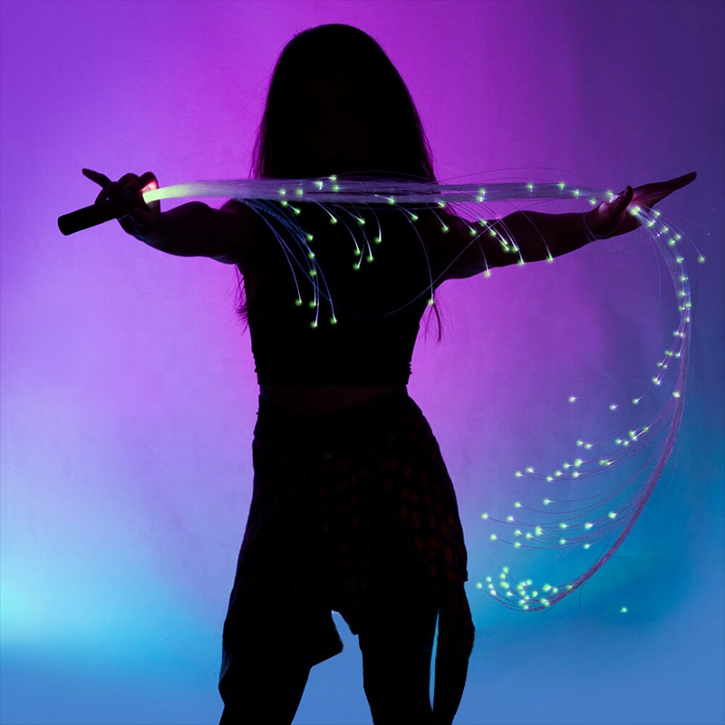 fiber optic dance whip 3ft dancing led whip lights w/flag