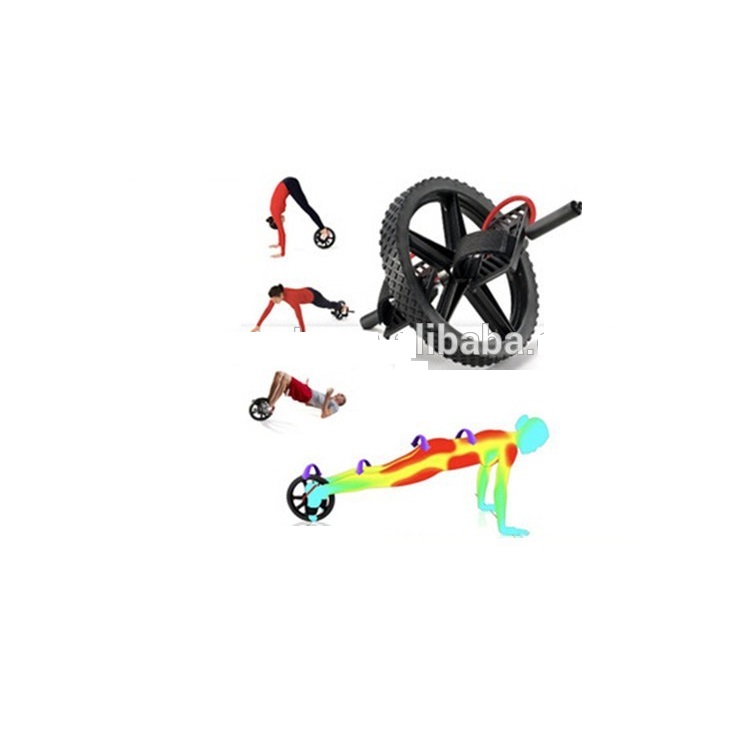 Ролик для упражнений Ab Wheel с ремешками для ног