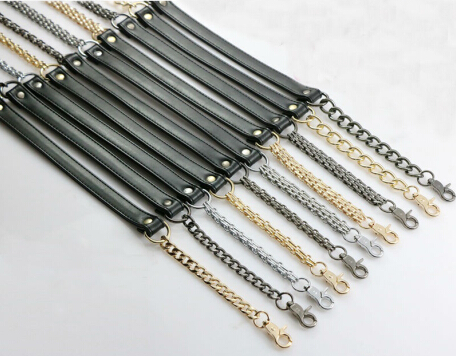 Handmade Band 90cm Black Pu Leather Chain Handbag Purse Handle