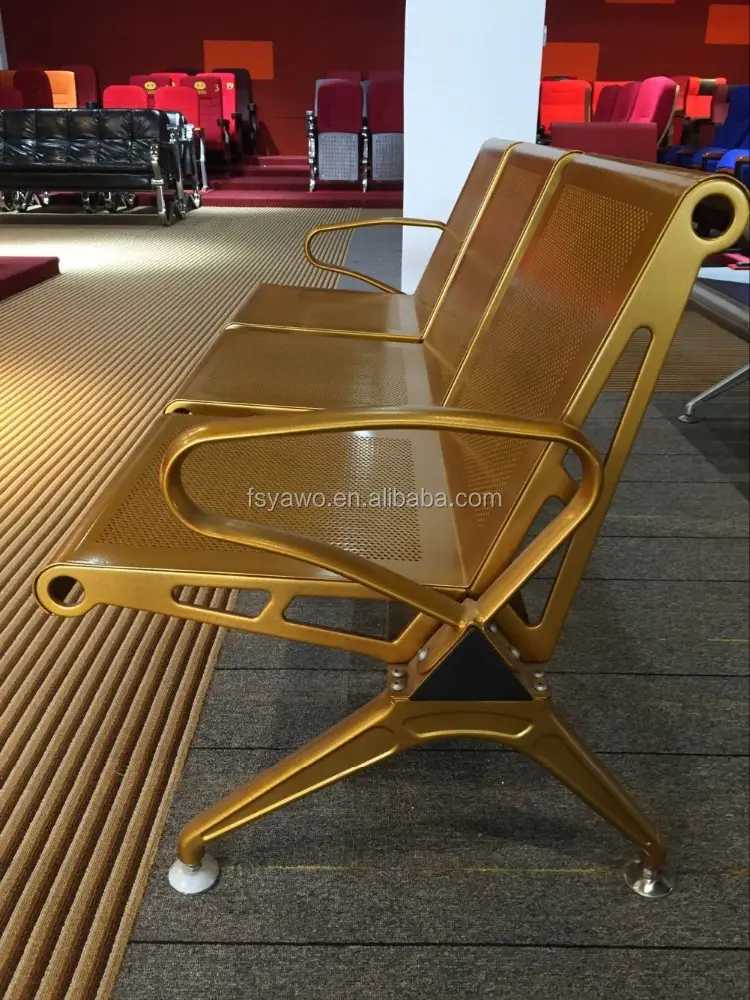 Manufacturer rose golden steel seat back public salon waiting room arm chairs exectuive waiting room chair (YA-34B)