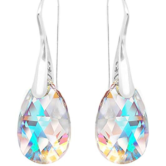 Crystal Aurora Drop Earrings 925 Sterling Silver Austria Crystal Girls Hermosa Jewelry Amazon HOT