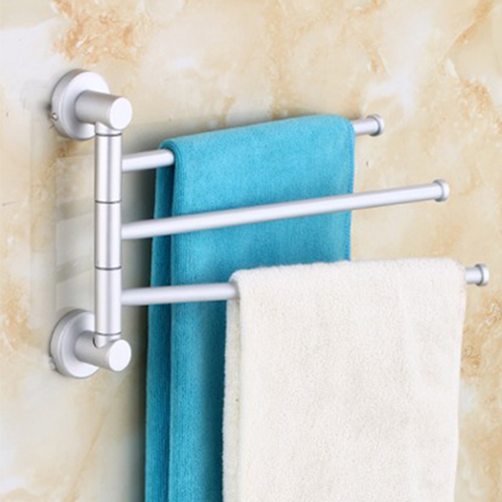 Wall Mounted Aluminum Bath Towel Holder Swivel Bathroom Rack Rail Hanger Brand New