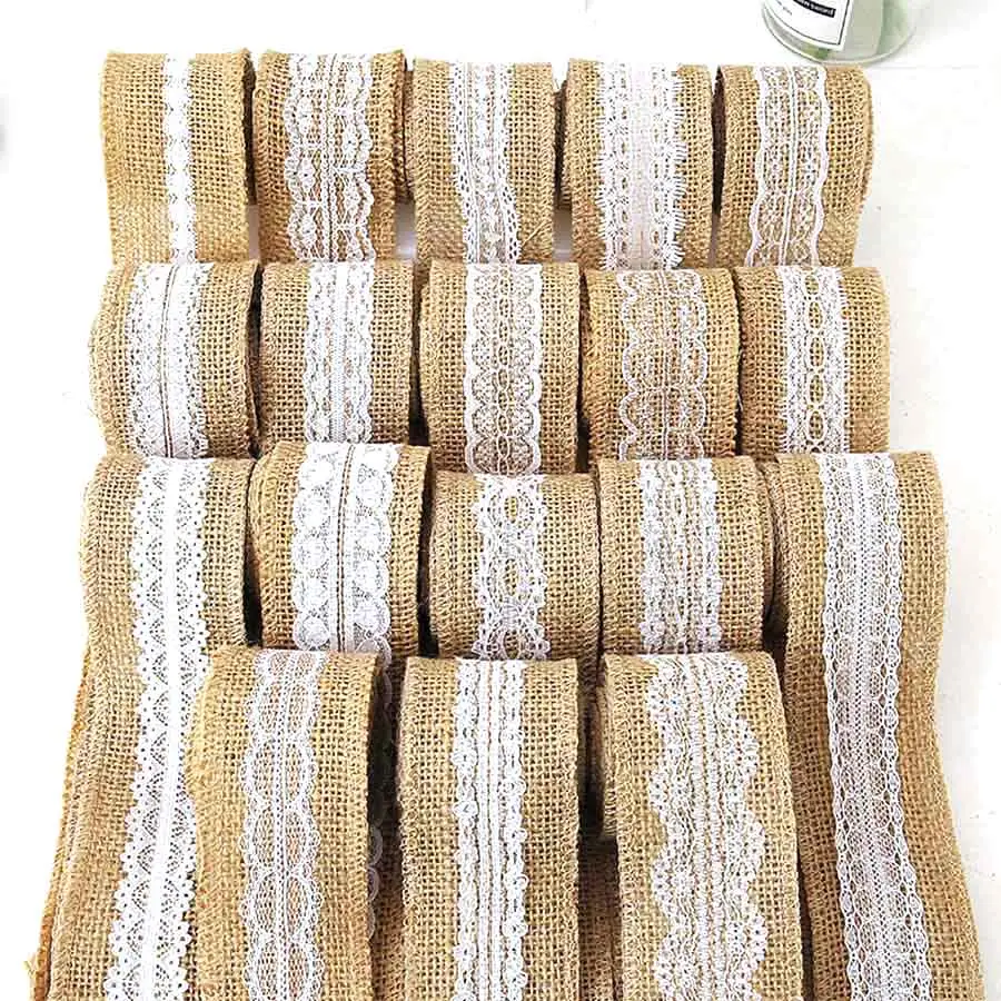 COOMAMUU Braid Hemp Rope Jute Burlap Lace Ribbon For DIY Wedding Party Decorative Wrap Bag Costume Shoes Crafts Gift