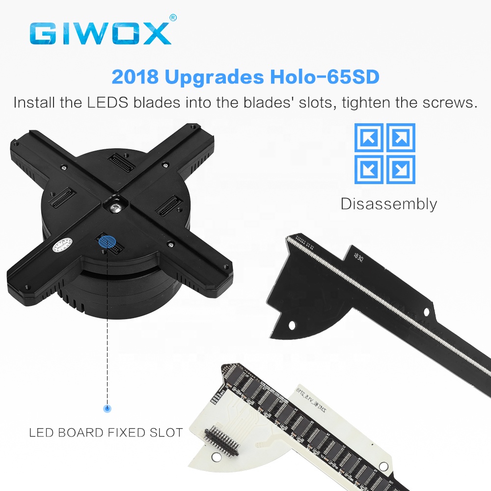 Giwox Holo 65SD 3D Голограмма светодиодный вентилятор WiFi 3D светодиодный проектор 1080p светодиодный 3D проектор Цифровой голографический дисплей
