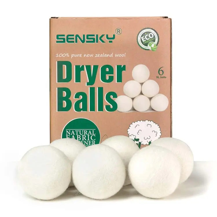 wholesale handmade 100% New Zealand eco tumble wool dryer balls with box packed