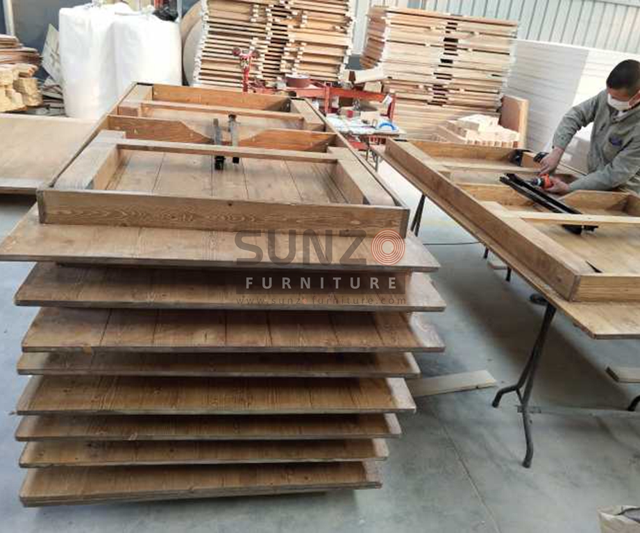 8 'x 40 ''античный деревенский твердый сосновый складной стол для фермы