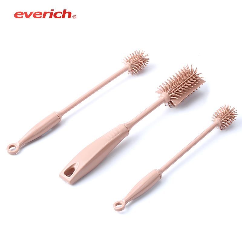 Everich factory safety soft colorful silicone milk bottle brush/Customized Made Silicone Baby Bottle Brush/Water Bottle Cleaner