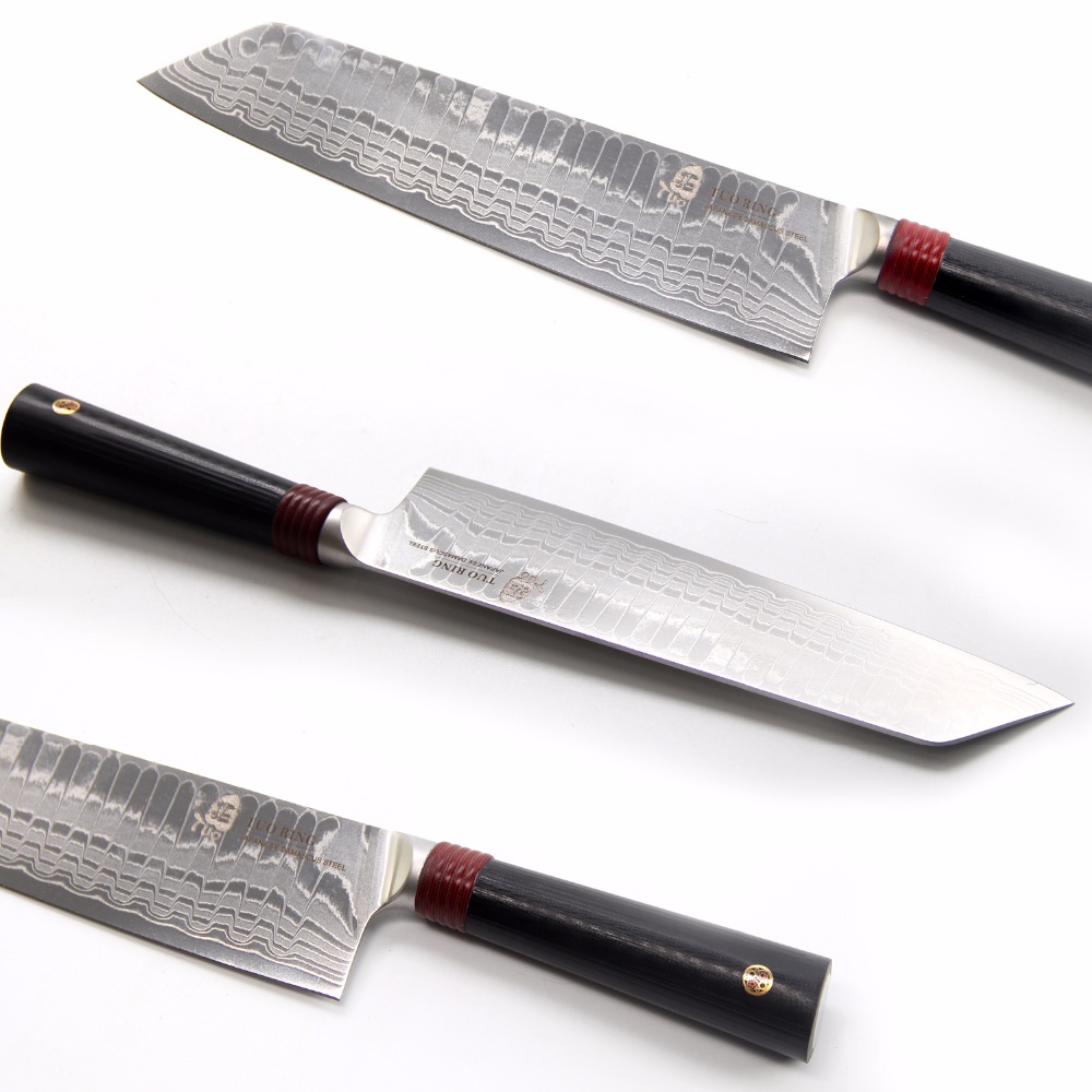 Японский дамасский японский нож Nakiri, кухонный нож для овощей 8,5 дюйма, AUS-10, нержавеющая сталь с высоким содержанием углерода
