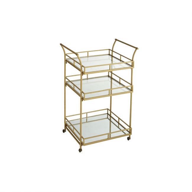 Delicate Wooden Steel Serving Trolley