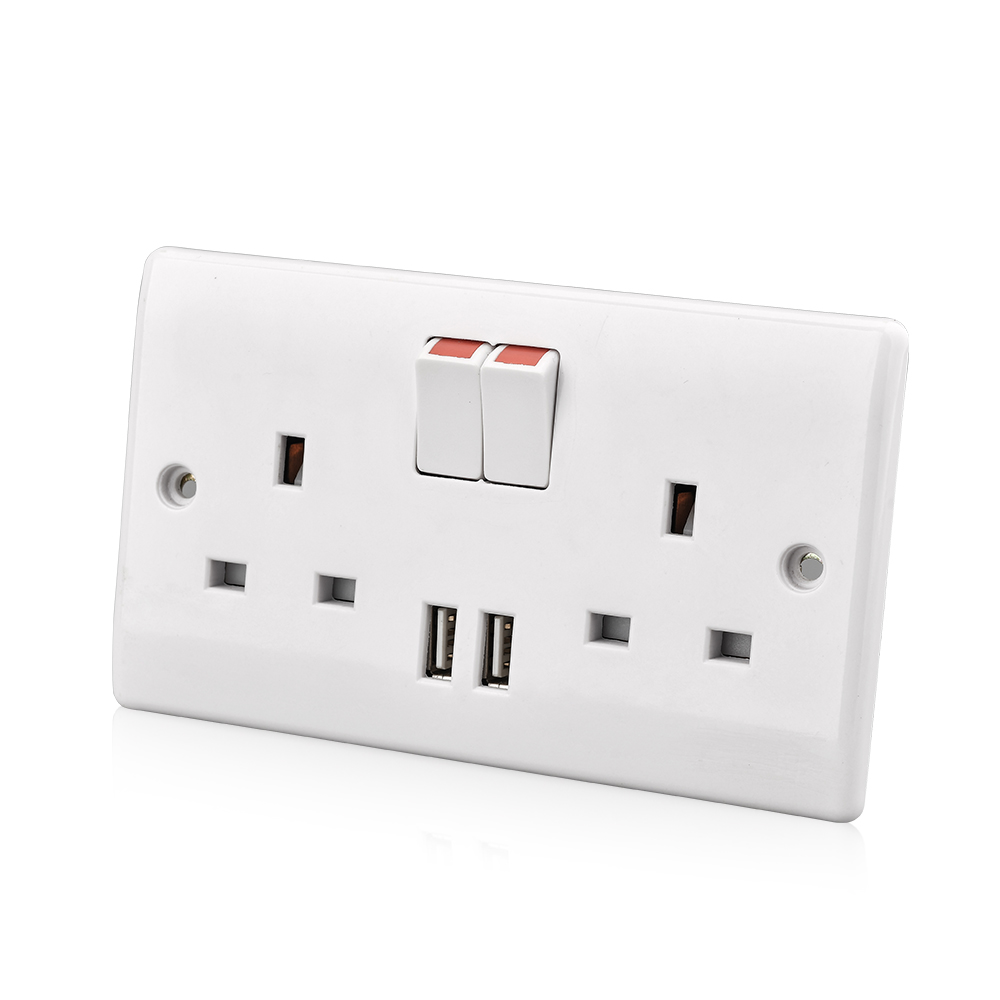 Роскошная электрическая настенная розетка 13 а с usb-зарядным устройством