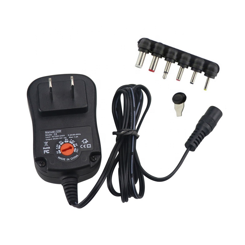 12V 12W 30W Универсальный адаптер AC к DC с 6 DC вилками Регулируемое напряжение питания