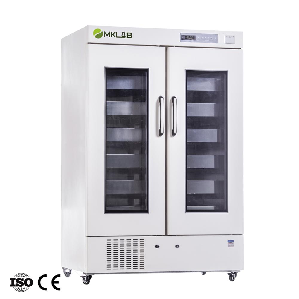 MKLB 1008L большая емкость CE двойная стеклянная дверь для хранения крови холодильник банк крови