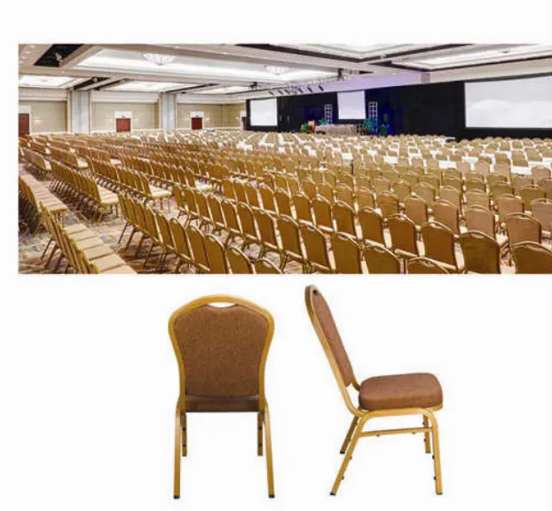 Gold Aluminum frame Stackable banquet patterned stacking banquet chairs