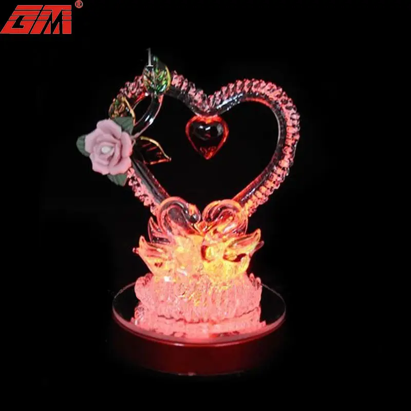 New Product Ideas 2021 Handmade Light Up Crystal Swan Wedding Gift