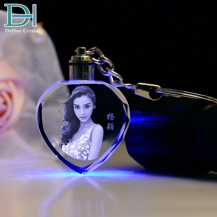 Маленькие модные подарки 3D лазерная гравировка LED брелок кристалл