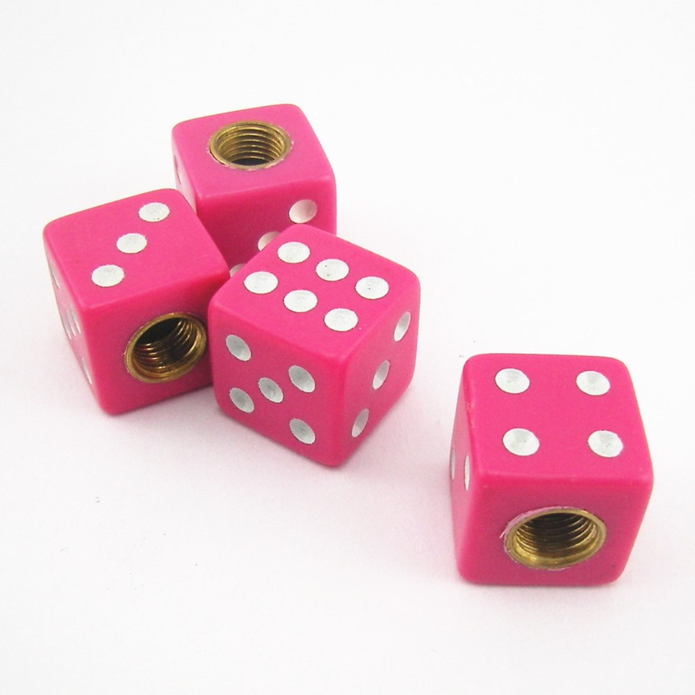 Набор из 4 Dice шин пылезащитный клапан колпачки для автомобиля или велосипеда-Непрозрачный Розовый