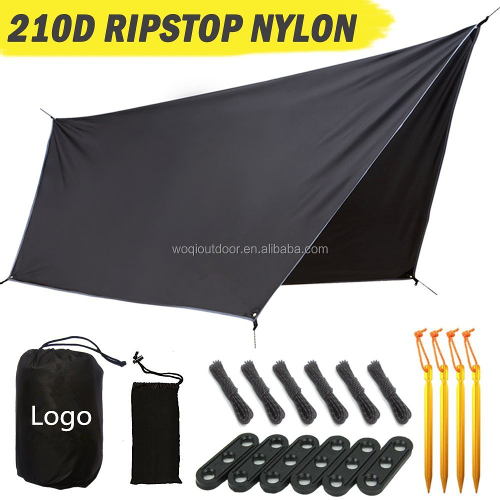 Woqi Large Hammock Rain Fly/Camping Tent Tarp/Premium Waterproof Ultralight Ripstop Nylon 210D Hammock Shelter