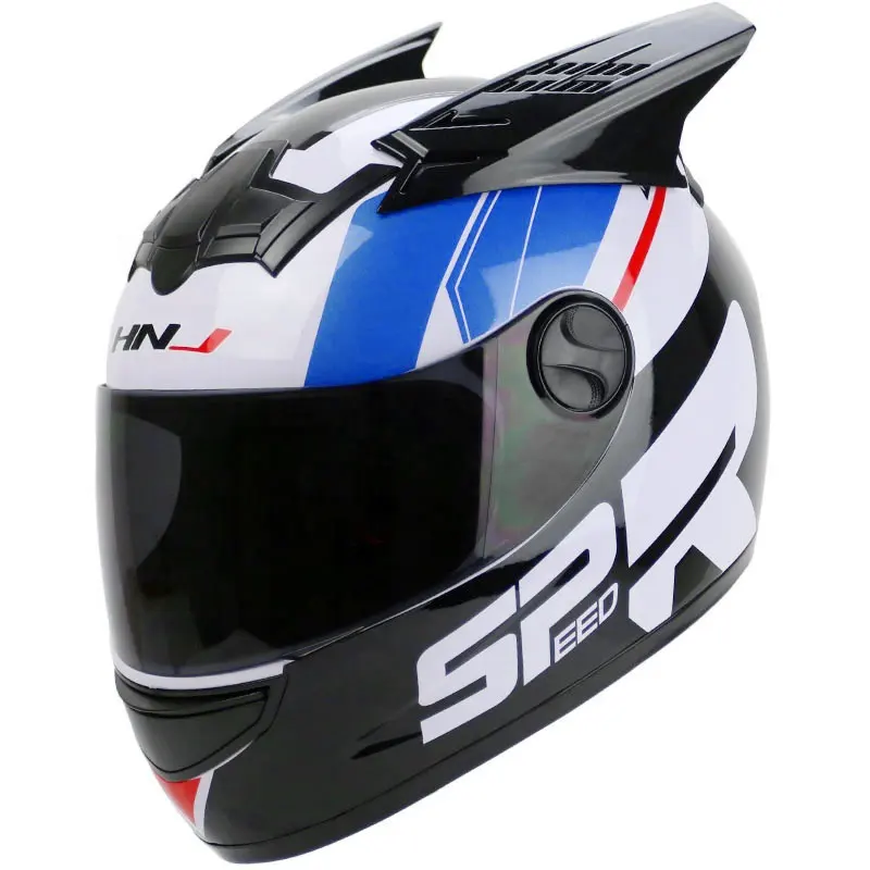 HNJ Motorcycle Motocross Casco Moto Helmets with removable horns Full Face Helmets Motorbike Riding Capacete Casque Moto Helmet