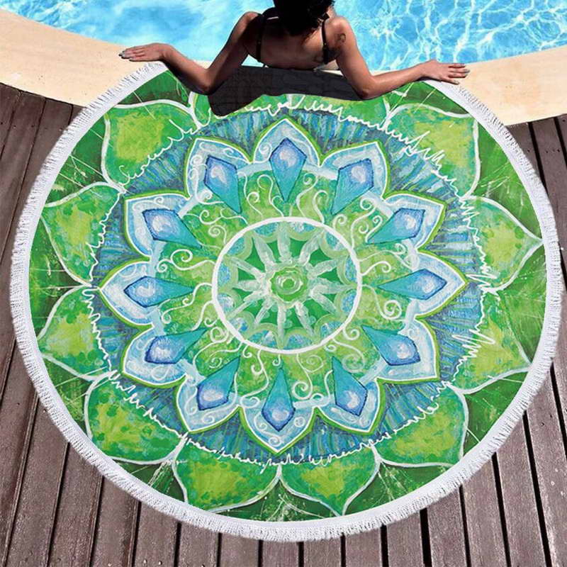 2019 Summer New Print Large Cover Up Tassel Microfiber Round Turkish Towel