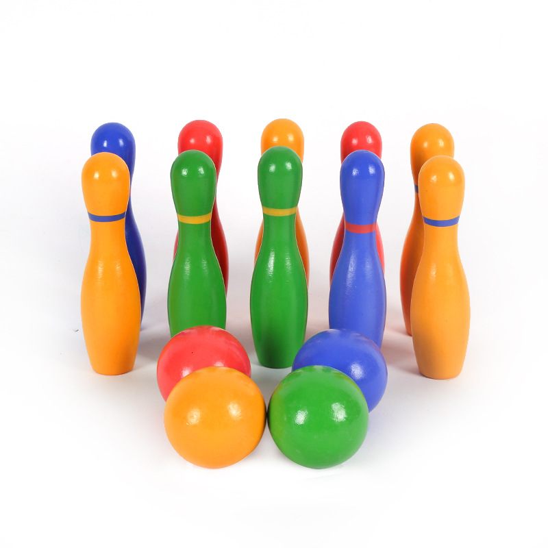 Деревянный Красочные Дети Боулинг булавки игровой набор спортивные Skittles Игры развивающие игрушечные лошадки газон Боулинг набор для малышей,