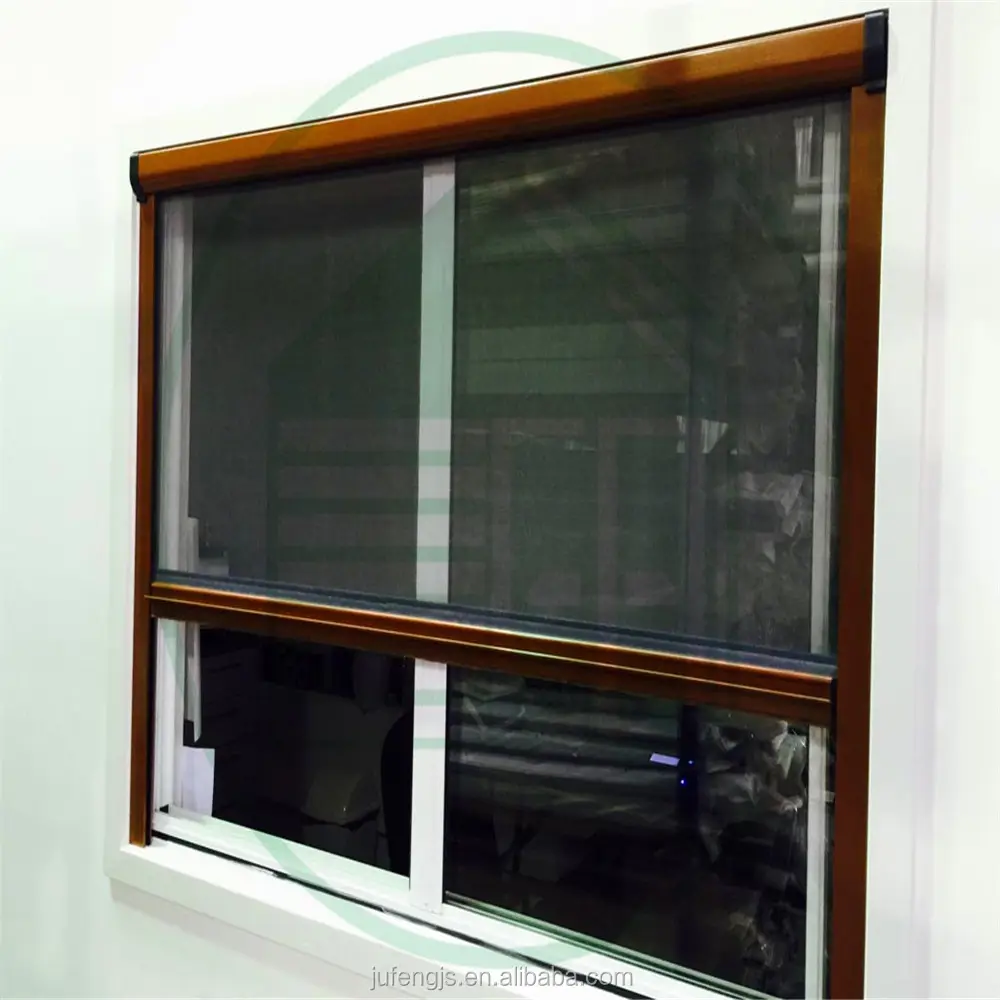 Automatic positioning retractable roll up fly screen window