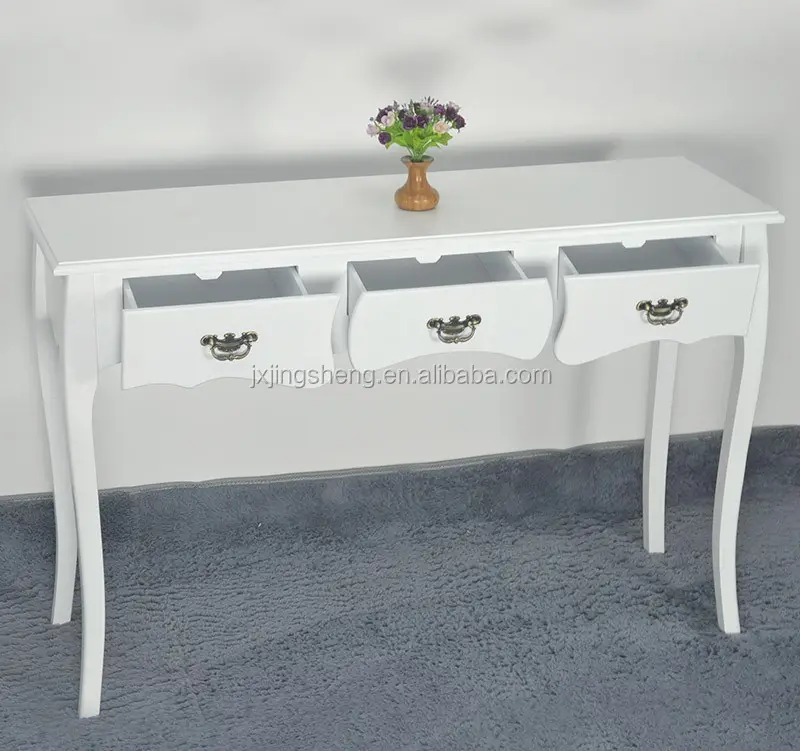 Simple modern wood console table for living room 3 drawers console table use