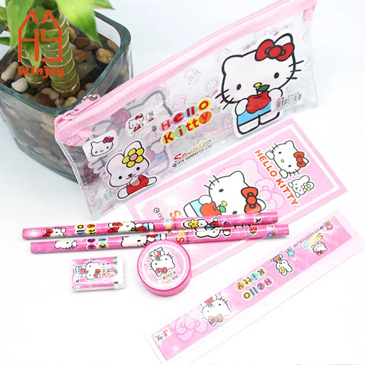 Portable Clear PVC Bag Packed Kitty stationery set
