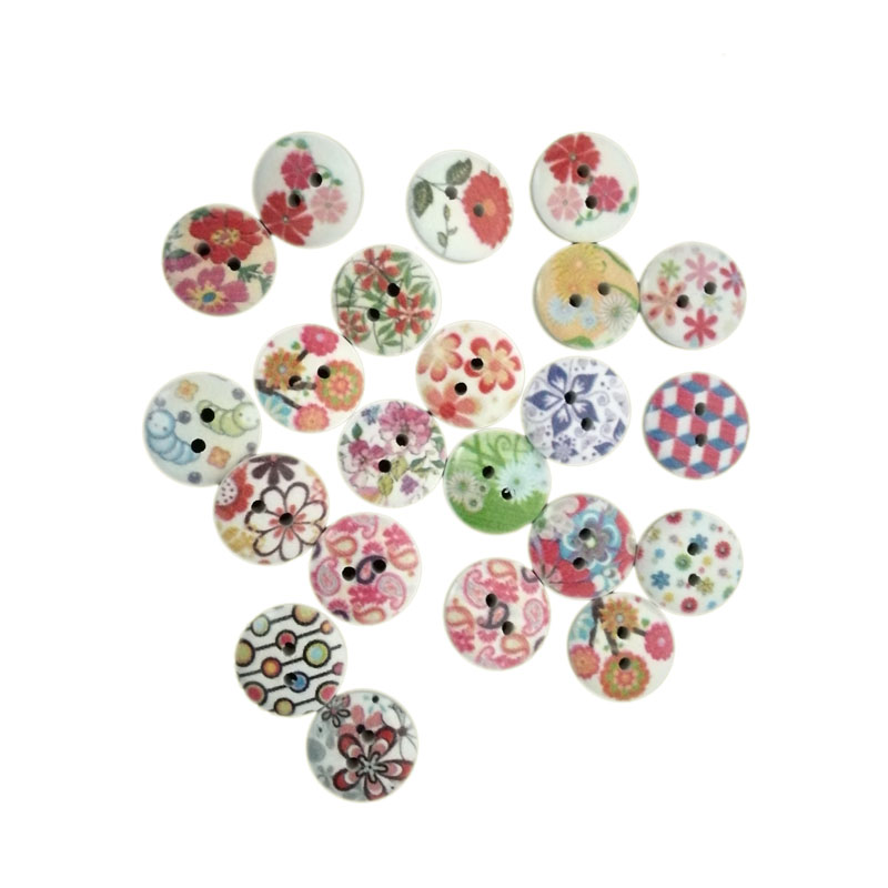 Mix Pattern Деревянные Кнопки для DIY швейной одежды