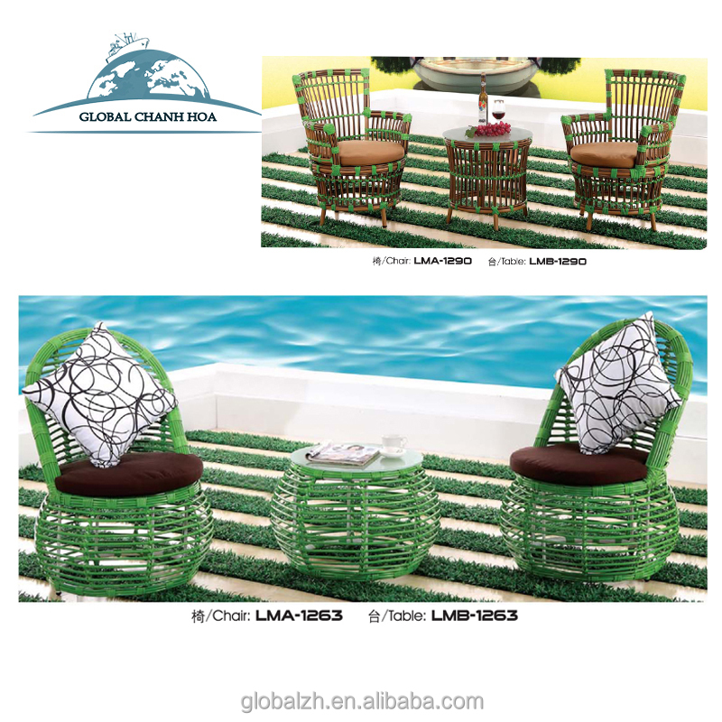 Outdoor Square Bamboo Garden Furniture Set For Chair And Table