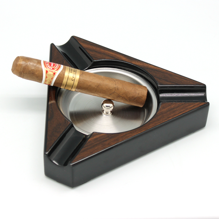 Triangle SIMPLE design wooden cigar Ashtray luxury cigar accessory