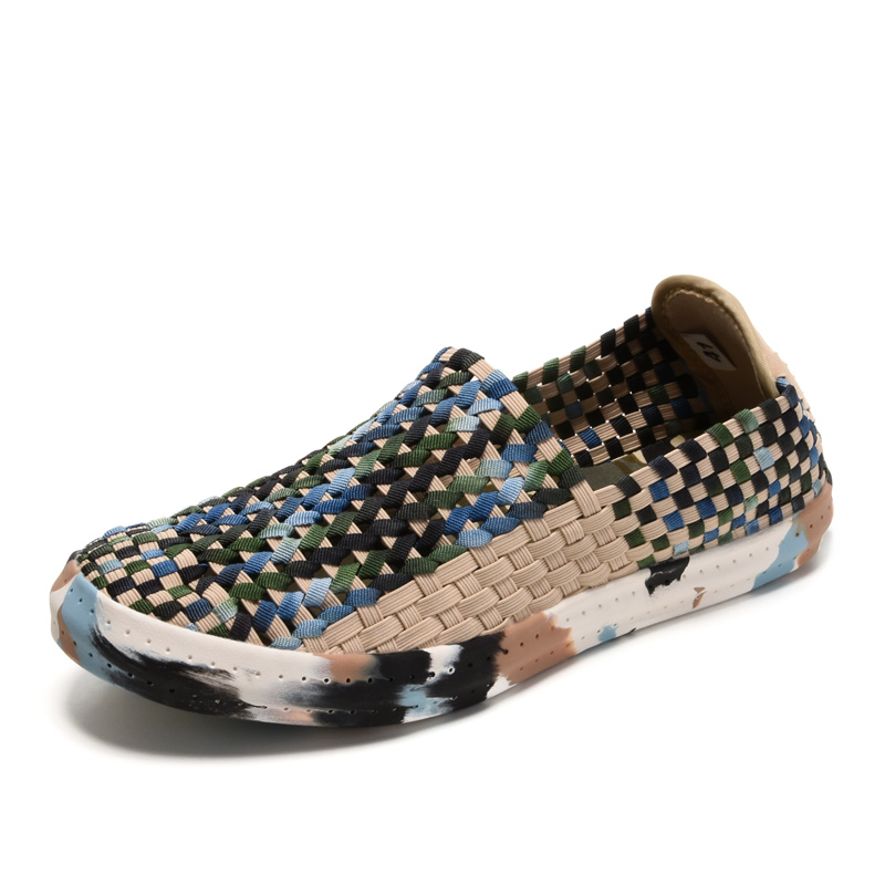 Flat and light men weave net shoes lazy person shoe trend hollow breathable wear-resistant casual shoes