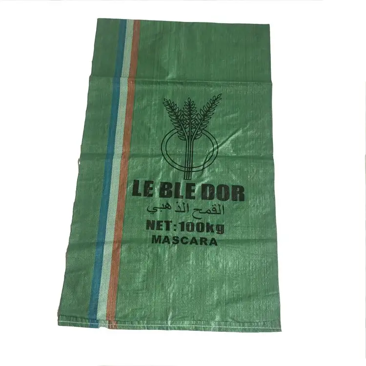 Green corn maize grain 50kg PP woven bag packing for nut wheat recycled polypropylene sacks