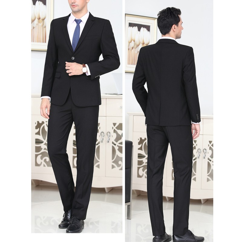 Модные для мужчин форма из двух частей Профессиональный Slim Fit Куртка + длинные брюки для девочек бизнес повседневное офисная одежда E93158