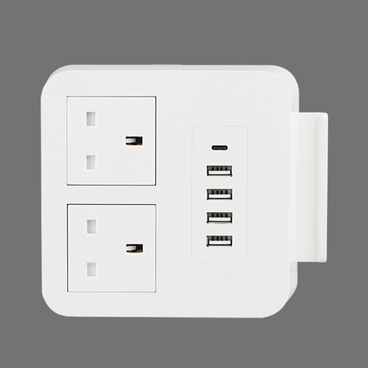 Быстрое зарядное устройство с 2 портами USB type-C, 2 портами на китайском/британском/европейском языках, дорожный удлинитель с usb-разъемом