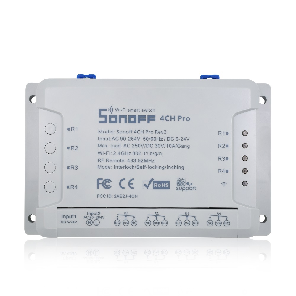 Интеллектуальный выключатель света Sonoff 4CH Wifi смарт-Лонгборда выключатель 4 ряда R2 PRO Wifi выключатель света Умный дом appremote прерывателя реле работает с Amazon Alexa