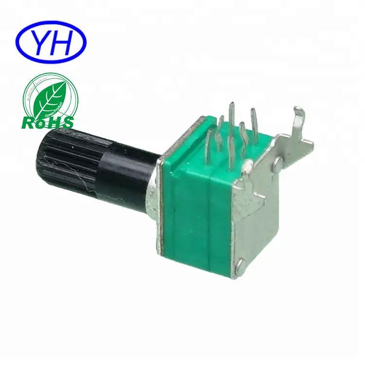 Professional manufacturer customized 6 pin dual gang linear rotary a5k b 5k ohm carbon film 9mm volume control potentiometer