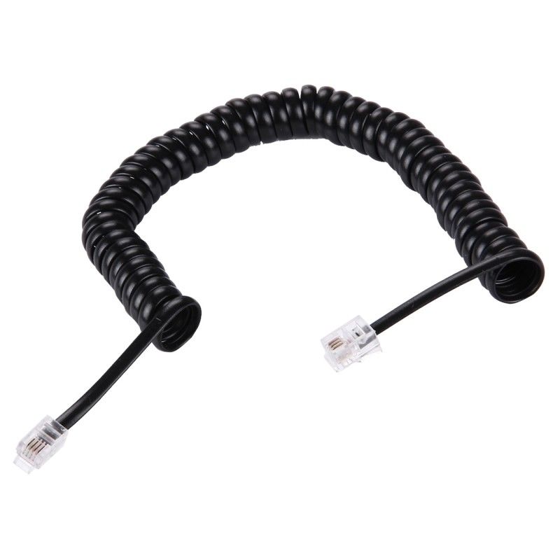 Спиральный телефонный кабель с черной пружиной 4P4C 24awg RJ11