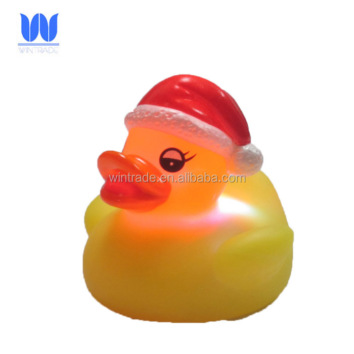 Merry Christmas Santa Claus Flash Rubber Duck Toy
