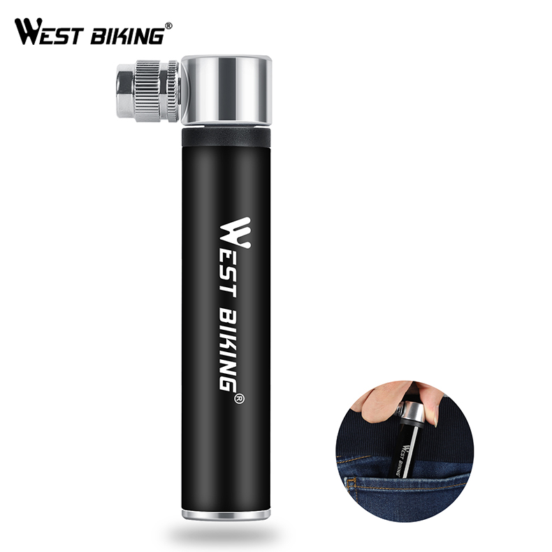 WEST BIKING 3 Colors Portable Bicycle Mini Hand Pump Suit for 2 Kind Valve Lightweight Ball Tire Inflator MTB Mountain Bike Pump